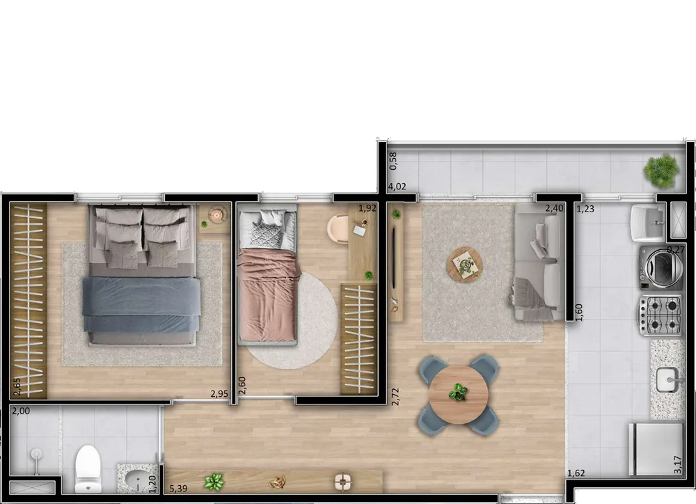 Apto Tipo B - 40,90 m²