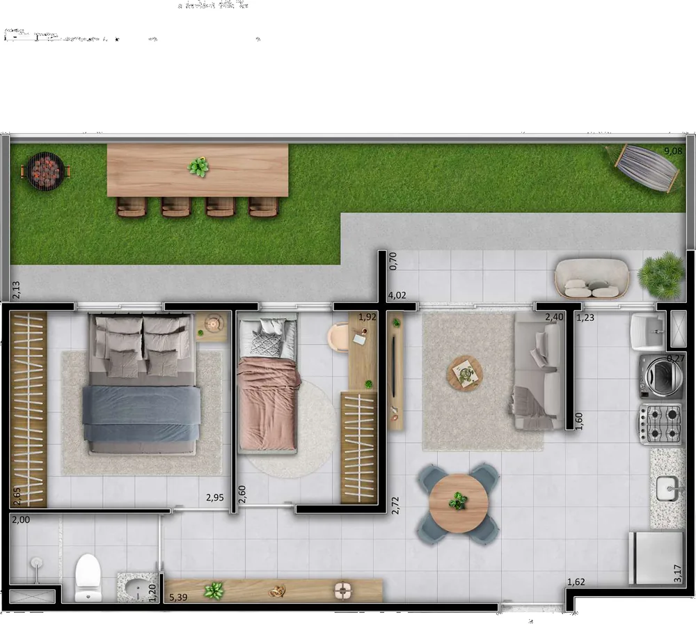 Apto Tipo D Garden - 58,66 m²